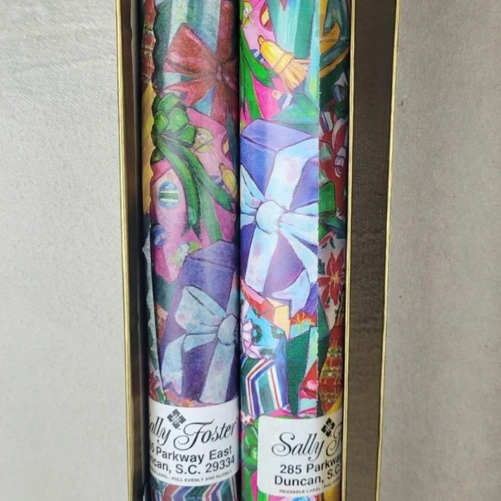 Vintage Sally Foster Christmas Wrapping Paper and Tissue Paper Box Set‎ - New